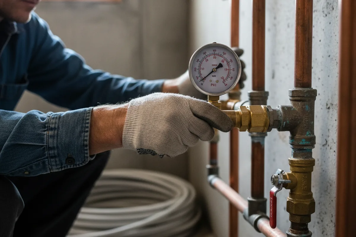 Pressure testing a repaired line during Water Line Repair in Hazel Green